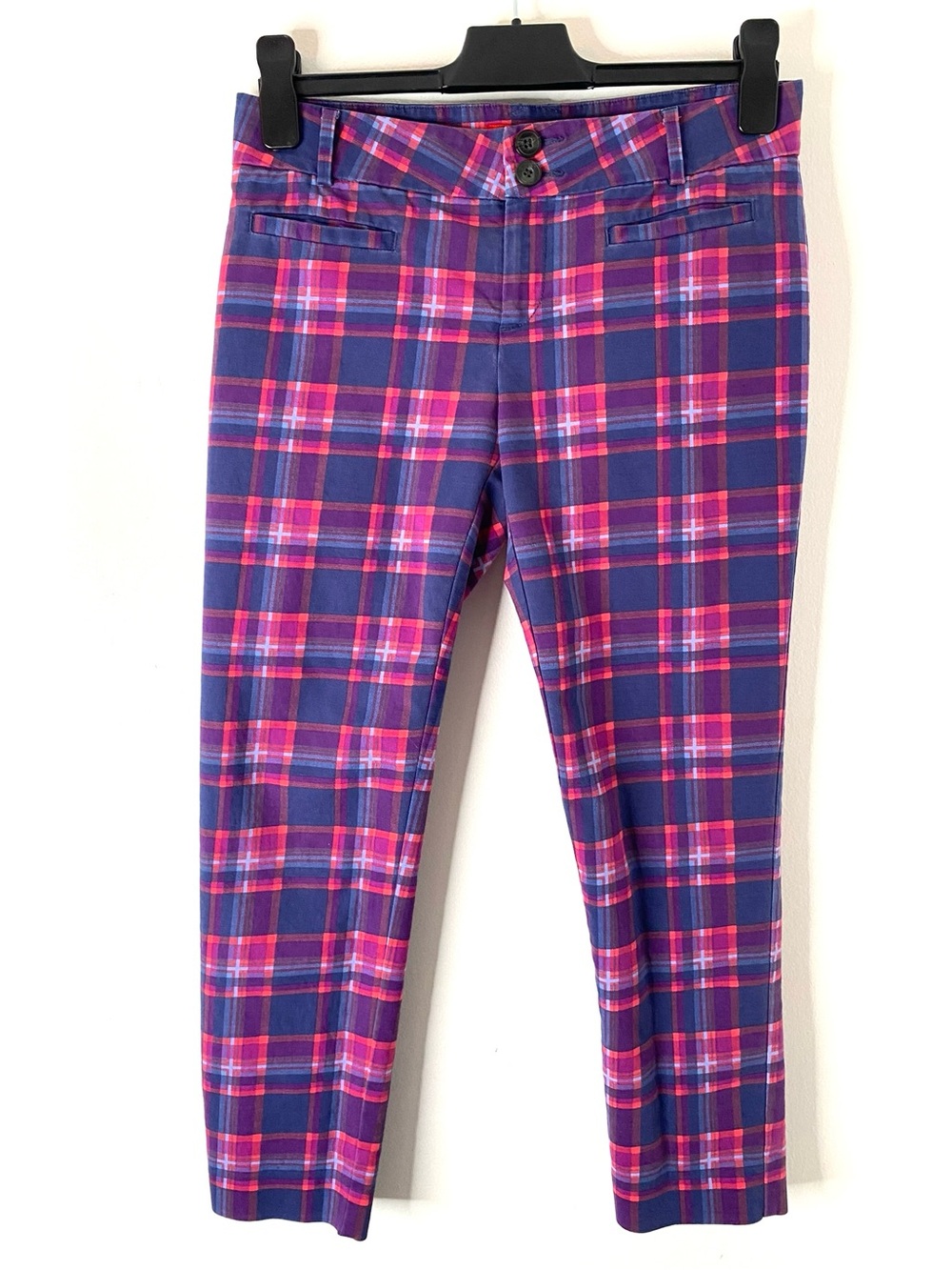 Cartonnier Anthropologie Purple Pink Plaid Charlie Cropped Pants Trousers Preppy
